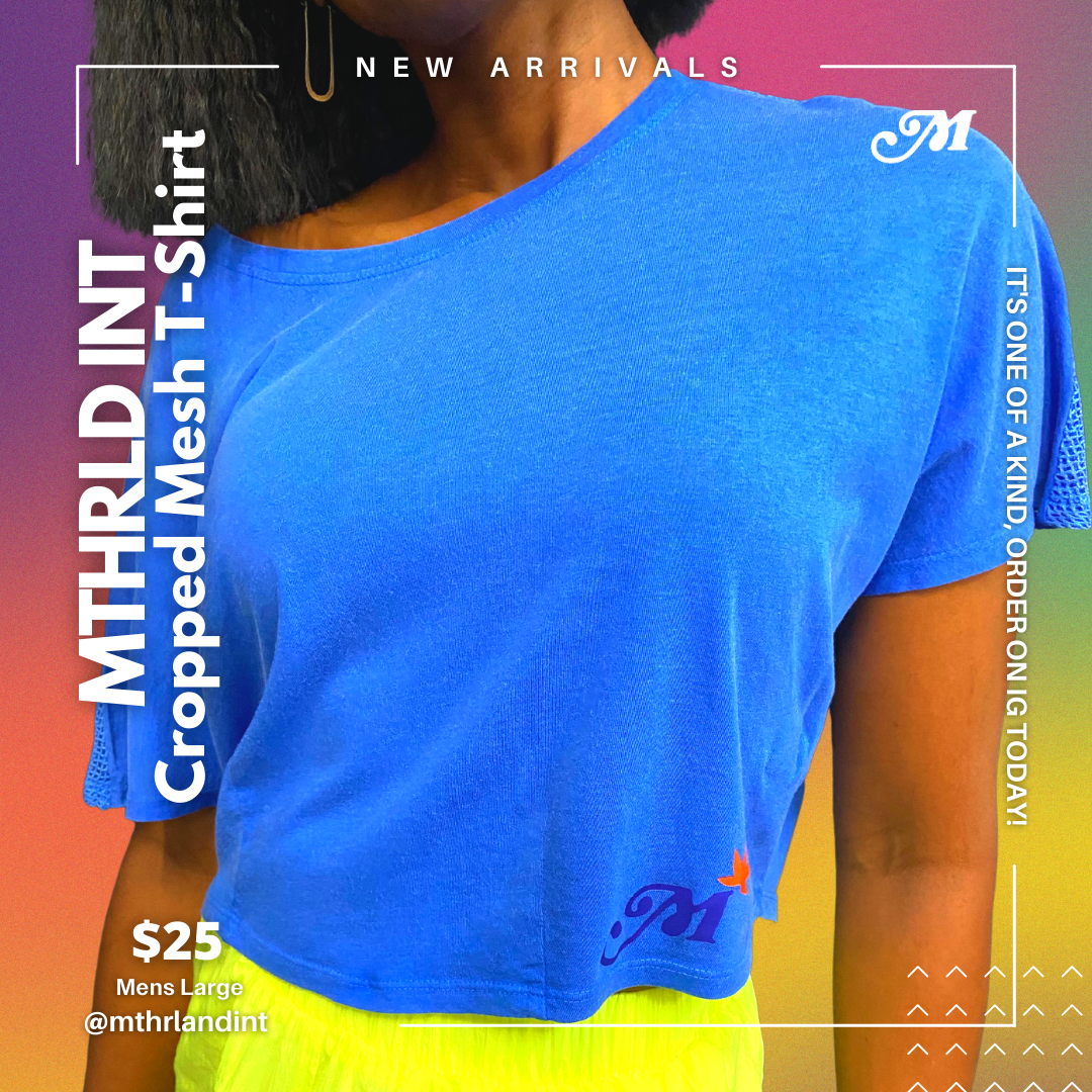 MTHRLND INT | Classic Cropped Mesh T-Shirt | Blue