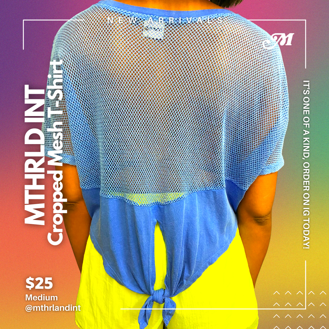 MTHRLND INT | Classic Cropped Mesh T-Shirt | Blue